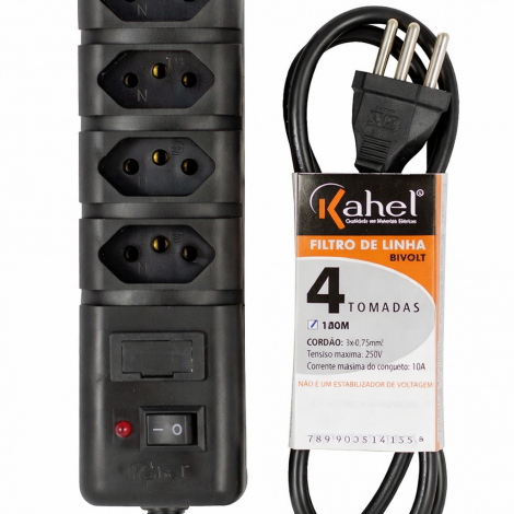 FILTRO DE LINHA 04 SAIDA S BIVOLT CON PROTEÇAO 0,85 MT KAHEL''