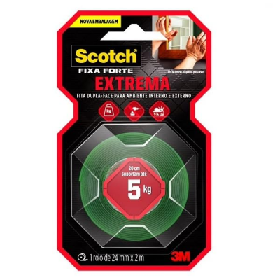 Fita Dupla Face Fixa Forte Scotch 3M 24mm x 2m