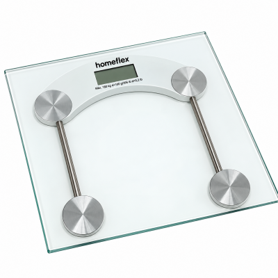 Balança de Banheiro Digital Homeflex 180kg – Vidro Temperado e Visor LCD