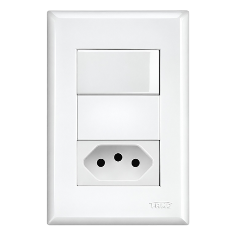 Interruptor Simples com Tomada 2P+T 20A 250V Evidence Branco FAME