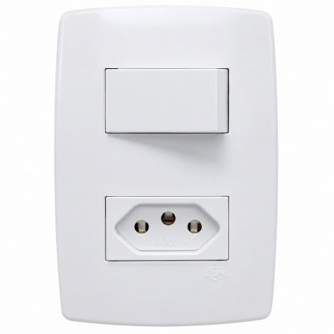 Conjunto Interruptor Simples 10A + Tomada 20A 250V Slim Iguatemi