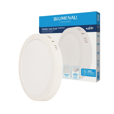 Painel LED Play Sobrepor Redondo 18W 6500K Branco Blumenau