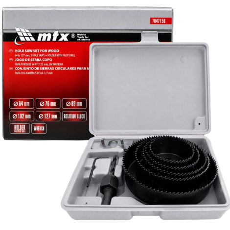 Jogo de Serra Copo para Madeira 64 a 127mm 8 Peças MTX 7047159