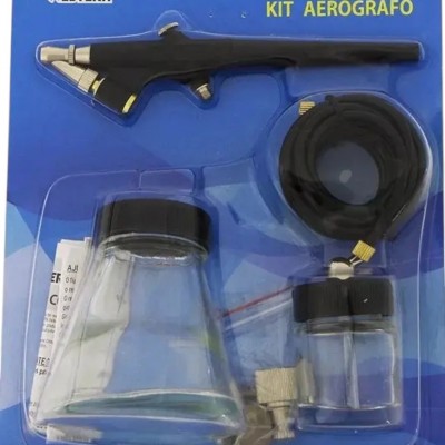 Kit Aerógrafo 6 Peças Western com Mangueira e Reservatórios para Pintura e Artesanato