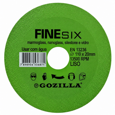 Disco de Corte Diamantado para Vidro e Porcelanato 110 x 20 mm Gozilla