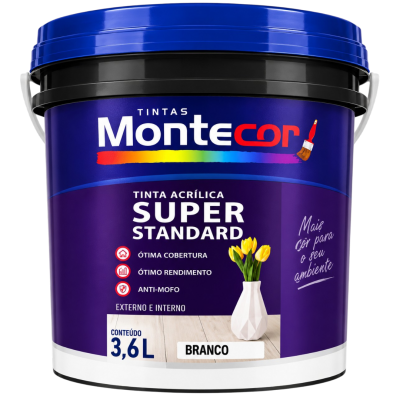 Tinta Acrílica Super Standard Montecor 3,6 Litros Exterior e Interior