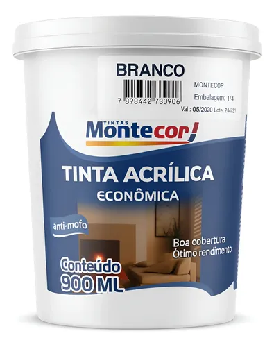 Tinta Acrílica Econ 900ml Branco Anti Mofo Montecor