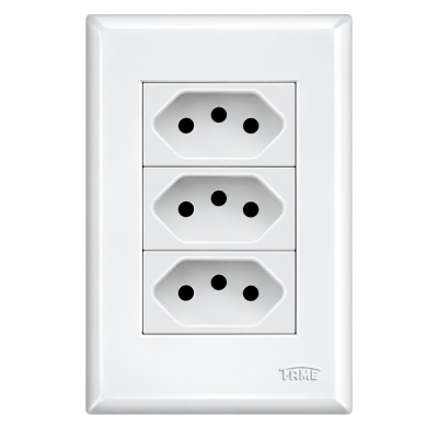 Tomada Tripla 3 Tomadas 2P+T 10A 250V Evidence FAME 3267