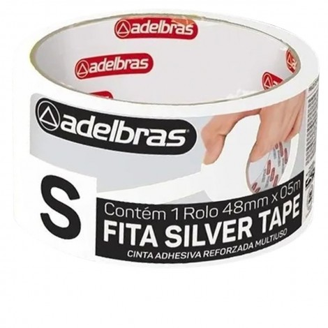 Fita Silver Tape 48mm x 5m Branca Adelbras – Alta Resistência para Fixação, Vedação e Reparos