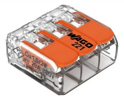 Conector Emenda WAGO 221-613 3 Derivações até 4mm²
