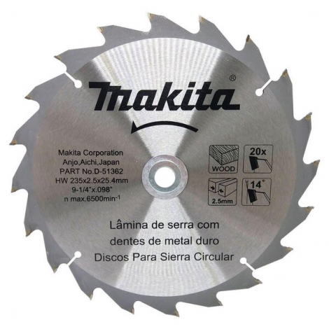 Disco de Serra Circular Widea HW 235 x 2,5 x 25,4 mm 9.1/4" para Madeira