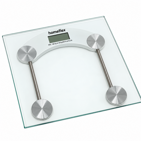 Balança de Banheiro Digital Homeflex 180kg – Vidro Temperado e Visor LCD