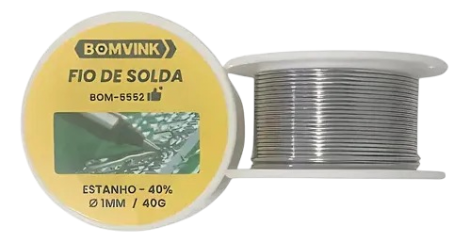 Fio de Solda Estanho 40% 1.0mm 40g Bomvink BOM-5552 – Soldagem Profissional com Alta Precisão