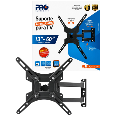 Suporte Articulado para TV 13 a 60 Polegadas até 40kg VESA  400x400 Proeletronic PQST-1355