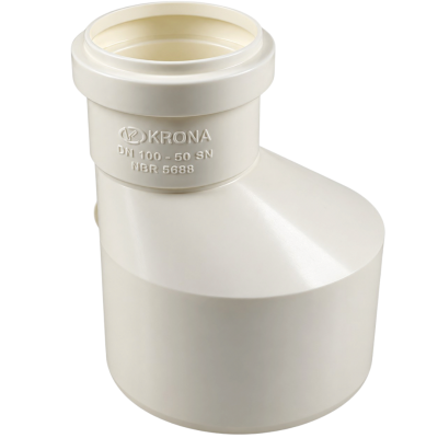 Redução Excêntrica para Esgoto 100 x 50mm Krona Branca