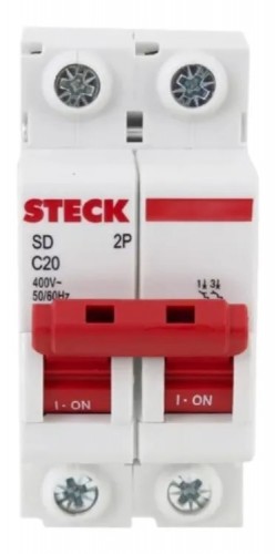Disjuntor Bipolar Steck SD C20 2P 400V | 20A | Tokari Materiais para Construção