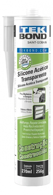 Silicone Acético Transparente Tekbond 256 g para Vedação e Selagem
