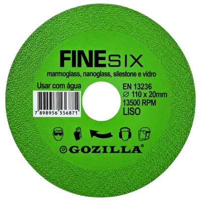 Disco de Corte Finesix para Vidro e Porcelanato 110mm x 20mm Gozilla