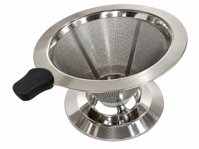 Coador de Café Inox 10,5 cm – Haüskraft – Aço Inox com Pegador em Silicone – Prata