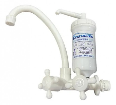 Torneira com Purificador de Água Crystalina – Branca | Filtro Refilável