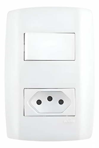 Conjunto Interruptor Simples 10A + Tomada 10A 250V Slim Ilumi