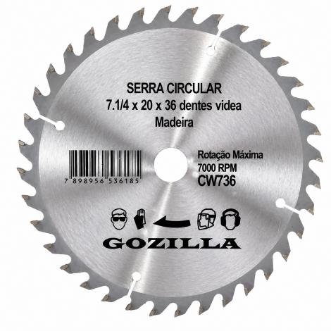 Serra Circular 110x20x36 Dentes Vídia para Madeira Gozilla
