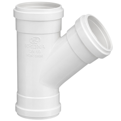 Junção Simples 45° para Esgoto 50 mm Branca Krona