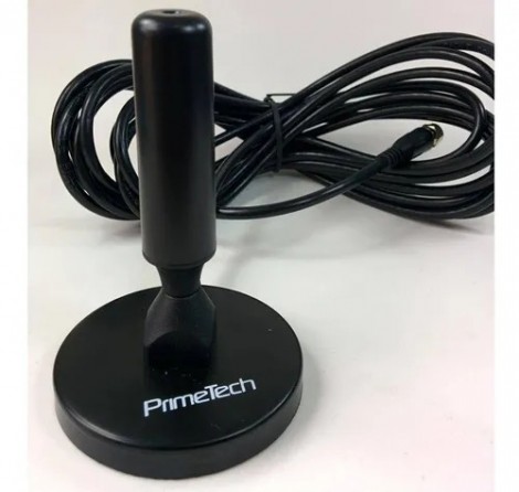 Antena Digital 360° Interna/Externa com Cabo de 3m – Prime Tech | Sinal Full HD, HDTV, 3D e SBTVD-T