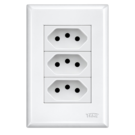Tomada Tripla 3 Tomadas 2P+T 10A 250V Evidence FAME 3267