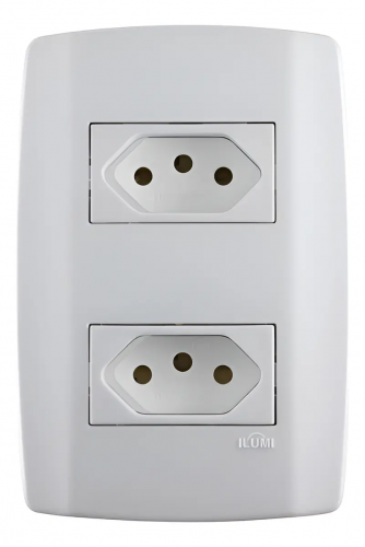 Conjunto 2 Tomadas 10A 250V Separadas Monobloco Slim Ilumi