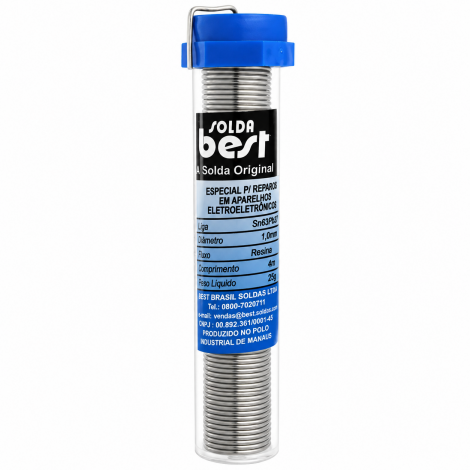 Solda em Fio Tubo Azul 25g Best 63x37 1,0 mm