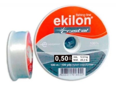 Linha de Pesca Ekilon Crystal 0,50mm – 100m, 12,8kg de Resistência, 100% Poliamida