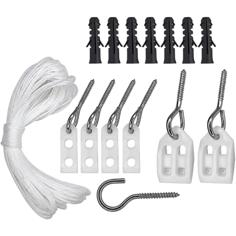 Kit Reparo para Varal de Teto com Corda de Polietileno 13m e Gancho Branco Maxeb Ref. 7010