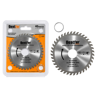 Disco de Serra Circular para Madeira 110mm 40 Dentes Furo 22,23mm Bestfer