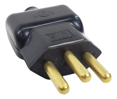 Pino Prensa Cabo Macho 2P+T 20A 250V Preto Ilumi para Cabos Elétricos