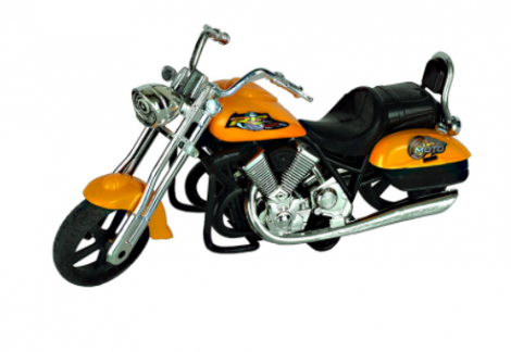 Moto de Brinquedo Power Etitoys – Fricção Custom Preta com Laranja