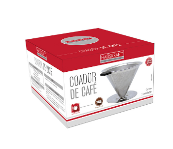 Coador de Café Inox 10,5 cm – Haüskraft – Aço Inox com Pegador em Silicone – Prata