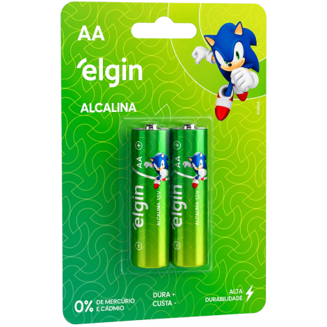 Pilha Alcalina AA 1,5V LR6 Elgin com 2 Unidades