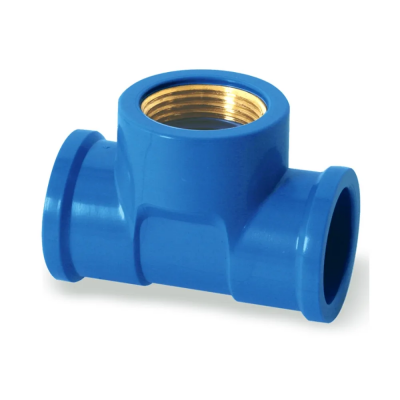 Tê Soldável 25mm com Bucha de Latão 1/2 Azul Krona