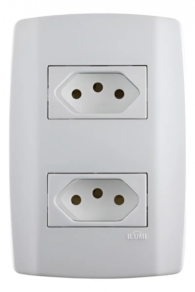 Conjunto 2 Tomadas 10A 250V Separadas Monobloco Slim Ilumi