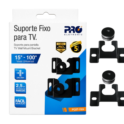 Suporte Fixo Universal para TV 15 a 100 Polegadas até 120kg VESA 800x600 Proeletronic PQST-1584