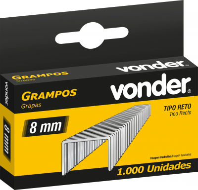 Grampo 8mm Tipo Reto Vonder para Grampeador