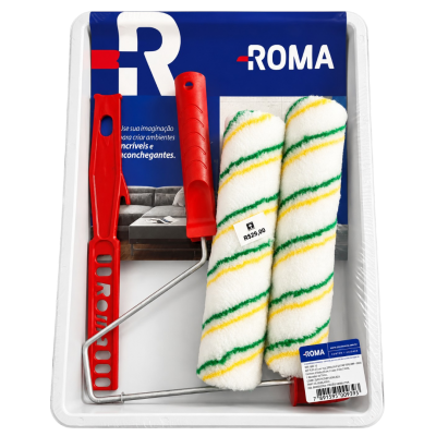 Kit Flex para Pintura 23 cm 5 Peças com 2 Rolos Verde/Amarelo Roma 68510