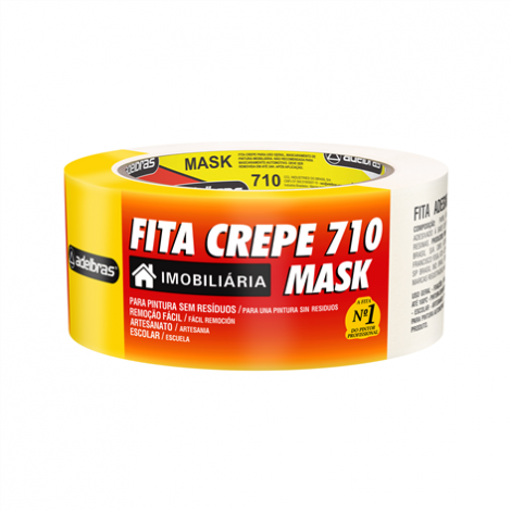 Fita Crepe Mask 710 Adelbras 48mm x 50m para Pintura e Mascaramento