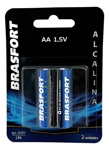 Pilha Alcalina AA Brasfort 1,5V Cartela com 2 Unidades