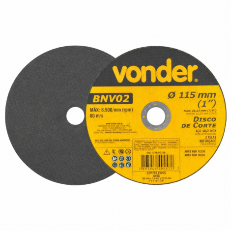 DISCO DE CORTE 4.1/2" 80MS VONDER AÇO INOX