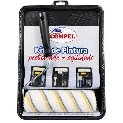 Kit para Pintura com Bandeja, Rolo e Suporte Compel Ref. 0924