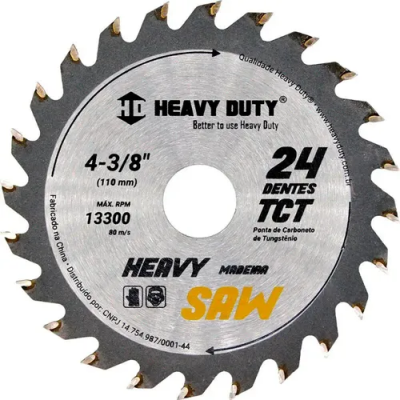 Disco de Serra Circular para Madeira 110mm 24 Dentes Heavy Duty