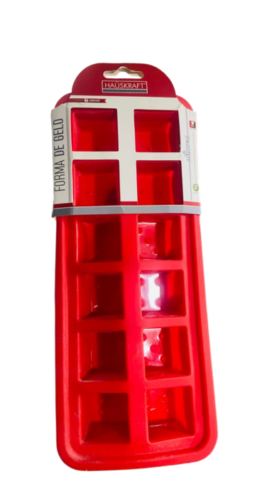 Forma de Gelo Silicone 12 Cubos Hauskraft Vermelha