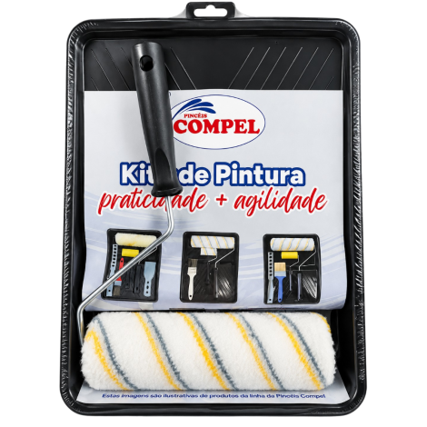 Kit para Pintura com Bandeja, Rolo e Suporte Compel Ref. 0924